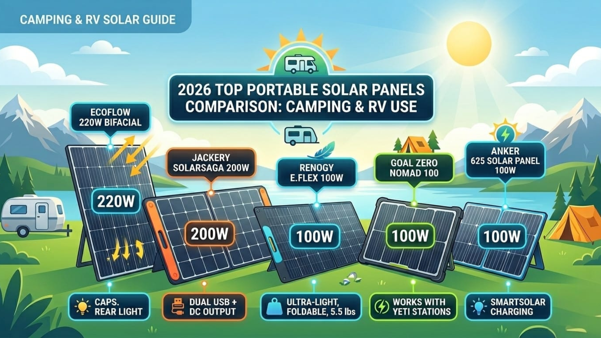 Top Portable Solar Panels for Camping & RV Use in 2026 — Quick Comparison