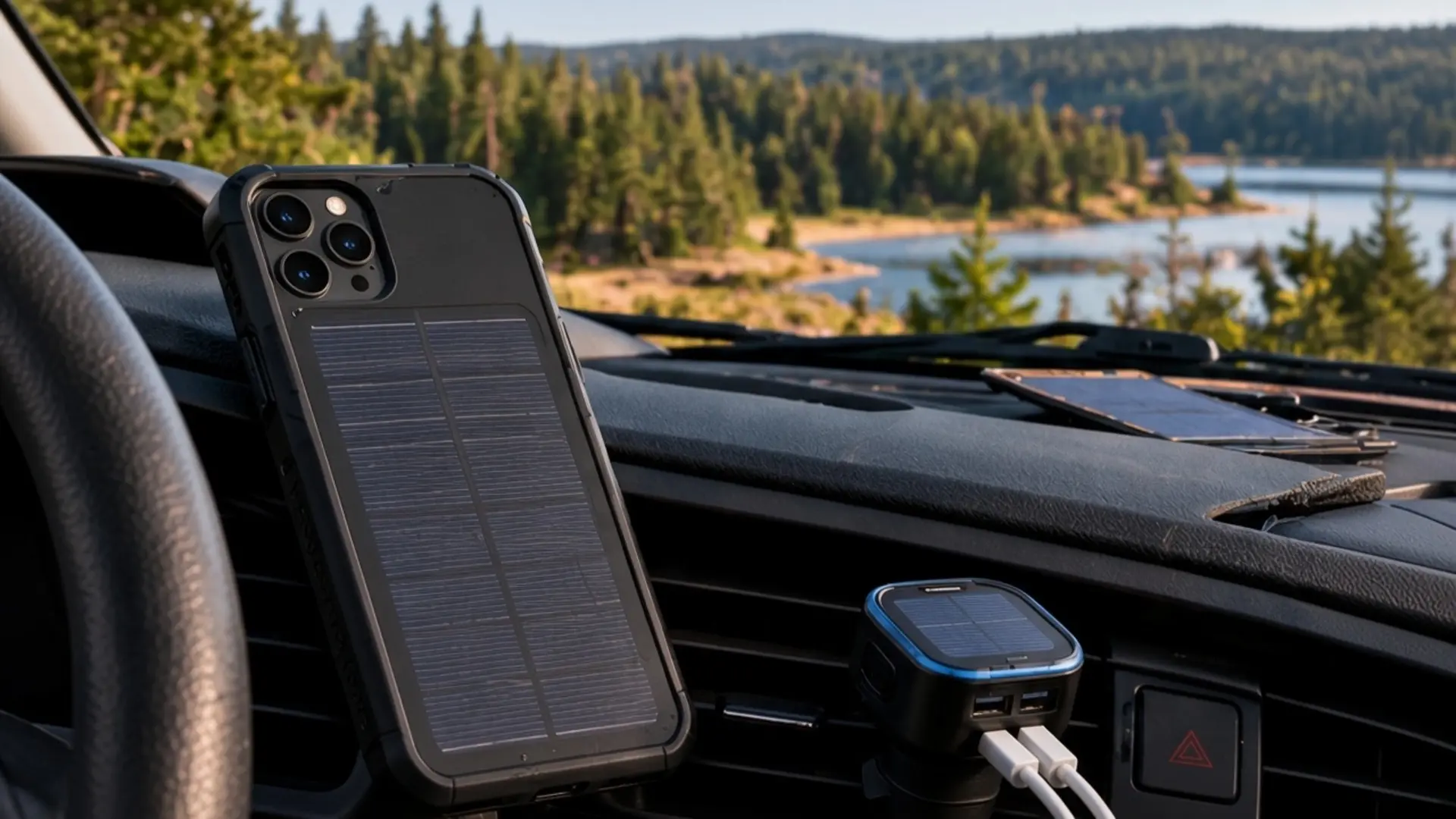 Solar PhoneDevice Cases & Solar-Charging Car Accessories