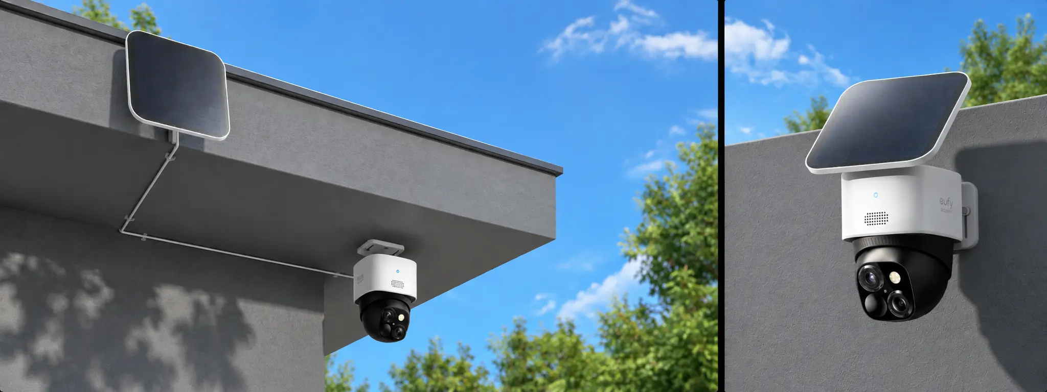 Eufy SoloCam S340 Solar Security Camera installed on home