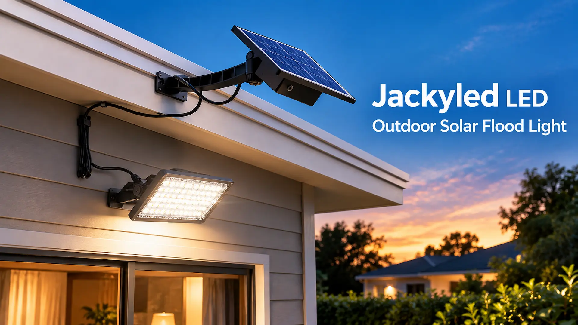 Jackyled LED Outdoor Solar Flood Light on wall