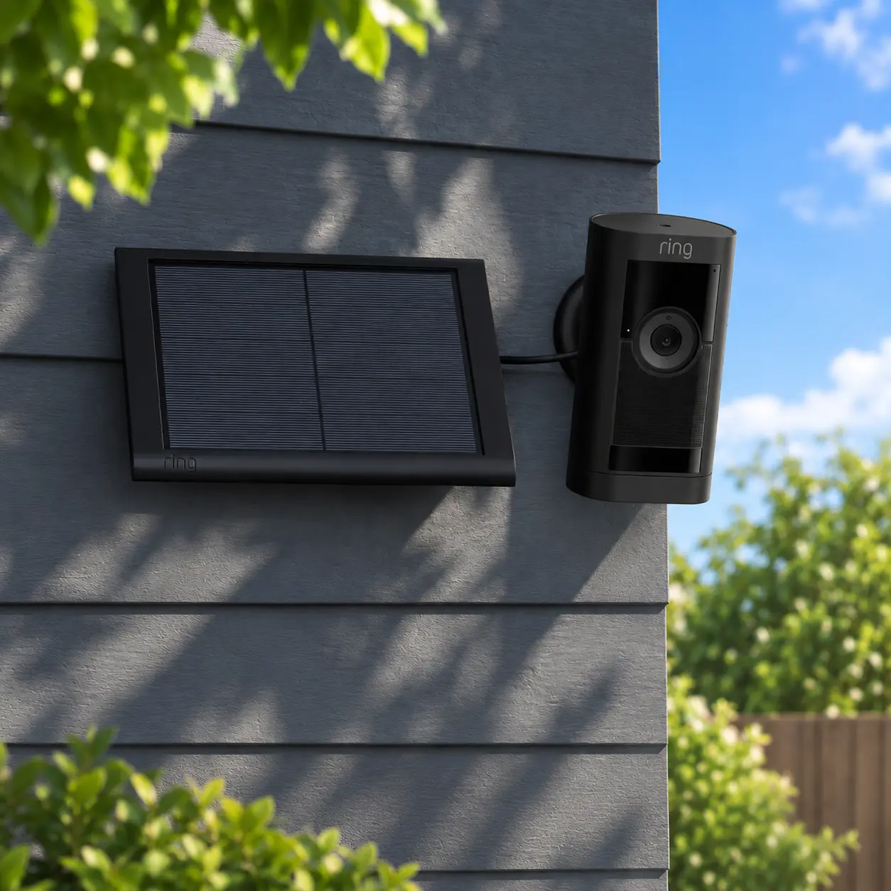 Ring Stick Up Cam Pro Solar Security Camera installed on Usa home