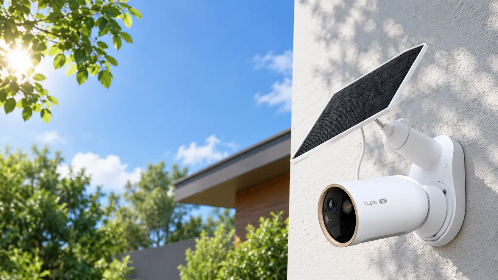 TP-Link Tapo MagCam 4K Solar Security Camera installed on home